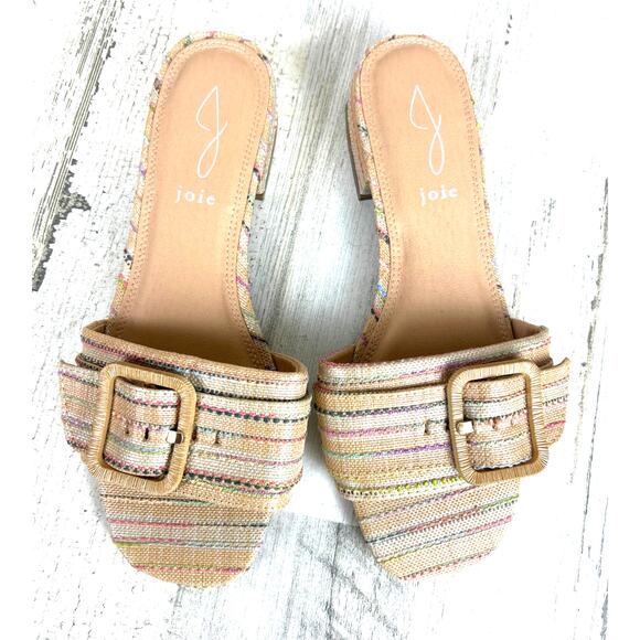 Joie Womens 7.5 Claire Multicolor Stripe Woven Buckle Flat Sandals Casual Summer - Picture 3 of 8